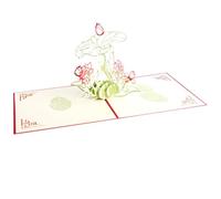 BETOOKY 3d Graduation Greeting Cards 3d Handmade Greeting Cards Paper Water Lily Shape Red Creative Crafts Blank Part for Writing Expressing Blessings for Friends Families