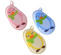 BETOOKY 3pcs Bath Scrubbers Exfoliating Bathing Balls Soft Body Shower Towels with Penguin Prints for Comfortable Showering and Gentle Skin Cleansing Random Color