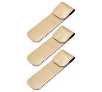 BETOOKY 3pcs Eyelash Grafting Tweezer Protective Sleeve Pu Leather Cover Shockproof Easy to Carry Stylish Golden Case Gift for Friends Who Like Grafting Eyelash