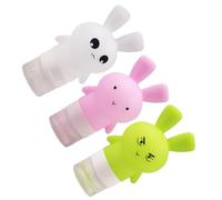 BETOOKY 3pcs Leakproof Squeezable Travel Lotion and Shampoo Bottles Set, Portable Silicone Empty Squeeze Tubes with Cartoon Rabbit Design, Pink Green