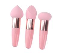 BETOOKY 3pcs Pink Mushroom Head Makeup Sponge Pens with Stable Handle, Multifunctional Latex Beauty Sponges for Travel Use, Wet and Dry Dual-use Powder Puff for Foundation Random Style
