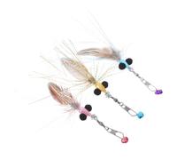 BETOOKY 3pcs Soft Teaser Play Refills Cat Worm Replacements Natural Interaction Versatile Use Plush Small Insect-shaped Feather for Indoor Fun Indoor Cats Random Color