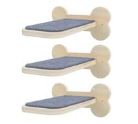 BETOOKY 3pcs Wall Mounted Cat Shelves for Kittens and Cats, Khaki Wooden Floating Steps with Pawfriendly Platform and Modular Setup, for Balcony and Living Room Climbing and Lounging