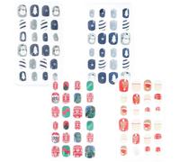 BETOOKY 4 Boxes Full Cover False Nails Nail Decal Lightweight Removable Art Manicure Patch Sheet Shape Christmas Simple Design Creative Classic Christmas Themes Adorable Assorted style