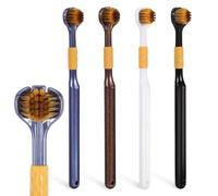 BETOOKY 4 Pcs 3 Sided Toothbrush Manual Toothbrush Soft Bristles Carbon Gold Wire Comfortable Grip Comprehensive Cleaning Adults Daily Use Travel