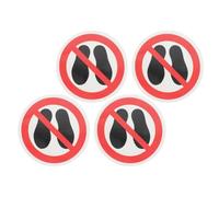 BETOOKY 4 Pcs No Stepping Caution Signs Safety Warning Vinyl Decal Self Adhesive Firm Adhesion Red Vinyl Safety Stickers 2.36x2.36x0.04in Floor Outdoor Use