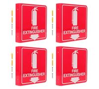 BETOOKY 4 Set 6x6 Fire Extinguisher Signs for Business with Self Adhesive Acrylic Material and Double Sided Vertical down Arrow Design, Wall Mounted Fire Safety Sign with Matching Screws