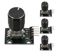 BETOOKY 4 Set Metal Shaft Rotary Encoder Module 040 with 360 Degree Rotation, Panel Mount Threaded Shaft, Push Button, and Detent Design for Robotics Control and Rapid Prototyping,