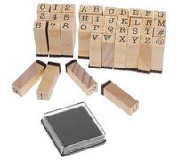 BETOOKY 40pcs Wooden Alphabet Stamp Set Small Wood Stamps Crafts Creative Classic Style Alphabet Pattern Suitable for DIY Use for Handbook
