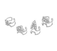 BETOOKY 4pcs Adjustable Zircon Fingernail Rings for Women in Silver Sparkling Copper Rhinestone Nail Decoration with Removable Design for Social Gatherings and Dates