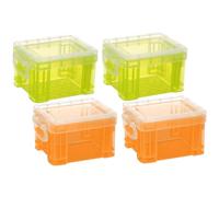 BETOOKY 4pcs Assorted Color Desktop Storage Organizer Boxes with Lid Multi-purpose Sundries and Cosmetics Storage Bins Large Capacity Compact Design for Home and Office Random Random Color