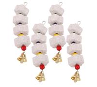 BETOOKY 4pcs Colorful Pumice Stone Bird Beak Grinding for Small Pets and Parrots with Bell, Natural Stone Chewing for Cage Protection and Dental Care