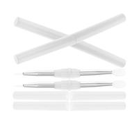 BETOOKY 4pcs Lip and Eyeshadow Brush Set Silicone Makeup Brush Covers Double-ended Double-sided Design Glitter-infused Design Gentle on The Skin for On-the-go Touchups with Caps