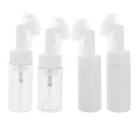 BETOOKY 4pcs Plastic Face Cleansing Brush Set with Empty Bubble Bottles for Facial Massage and Skincare Product Absorption, White Manual Facial Brush for Promoting Blood Circulation