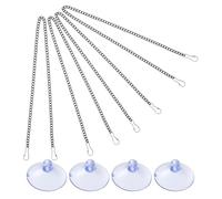 BETOOKY 4pcs Stained Glass Hanging Chain with 4 Suction Cup Hooks for Easy Installation on Glass Window Or Balcony Panels, Sturdy PVC and Metal Material, Suitable for Bird Houses