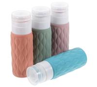 BETOOKY 4pcs Travel Silicone Toiletry Bottles 100ml Leak-proof Refillable Containers with Storage Bag for Easy Identification, for On-the-go Use and Travel