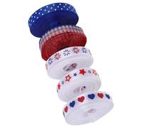 BETOOKY 5 Rolls Patriotic Burlap Wired Edge Ribbon for 4th of July and Independence Day Assorted Color Cloth Ribbon with Versatile Crafting Uses for Party Decor and Wrapping Supplies