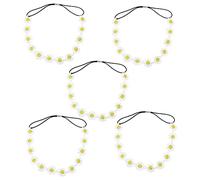 BETOOKY 5pcs Small Daisy Flower Hairband Decor Cloth Headband with Yellow Centre Comfortable Wearing Experience All-match Unique Chic Style for Outdoor Female Headwear