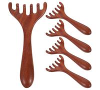BETOOKY 5pcs Wooden Scalp Massager Comb Six Claw Design, Deep Yet Gentle Stimulation, Ergonomic Handle for Spa Massager Routines and Self Grooming, Antislip Comfort, Brown Wood Rounded