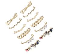 BETOOKY 6 Pairs Adjustable Alloy Shoe Buckles with Rhinestones Pearls Metallic Shoe Lace Decor for Sneakers Boots Anti-slip Styles