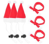 BETOOKY 6Pcs Christmas Pet Hat and Scarf Set, Red Elastic Santa Hat Size 3# with Plush Scarf Size 2#, Xmas Dog and Cat Costume Accessory for Holiday Party Decoration