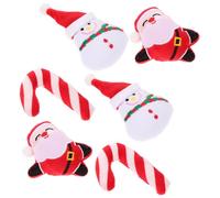 BETOOKY 6pcs Christmas Themed Plush Catnip Toys for Cats and Kittens, Soft Red Candy Cane and Snowman Shapes to Encourage Natural Instincts and Relieve Stress during Xmas