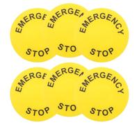 BETOOKY 6pcs Emergency Stop Sticker Warning Sign High Visibility Yellow Pvc Adhesive Backing for Factory Production Lines and Electronic Devices Safety