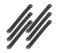 BETOOKY 6pcs Synthetic Leather and Zinc Alloy Drawer Pull Handles with 128mm Hole Spacing, Softer Flexible Leather Pulls for Bookcases and Woodworking DIY Furniture Supplies, Modern Black
