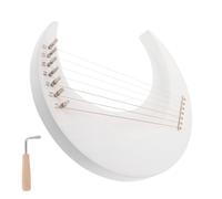 BETOOKY 7 String Lyre Harp Moon Shaped Wooden and Metal Musical Instrument Lightweight Compact Design with Tuning Wrench for Music Practice and Beginners