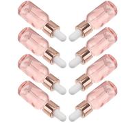 BETOOKY 8pcs 20ml Reusable Glass Dropper Bottles for Essential Oils and Aromatherapy, Thick Smooth Pink Bottles for Home and Small Cosmetic Selling