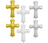 BETOOKY Balloons Cross Shape Aluminium Foil Balloons Decorative 6pcs with Three-dimensional Sense Easy to Use for Baptisms and Confirmations for Religious Events