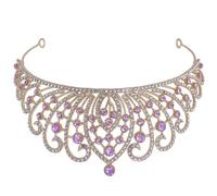 BETOOKY Baroque Style Bride Crown Rhinestone Wedding Tiara Headpiece in Purple Zinc Alloy, Not Easy to Break Or Fade, Elegant and Stunning for Evening Parties and Dances
