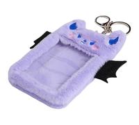 BETOOKY Black Plush Devil Wings Card Holder 2 Pack Protective Cover Alloy Keychain Id Card Sleeves Student Badge Insert Organizer for School Desk Neatness