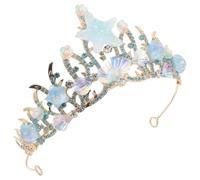 BETOOKY Bridal Crystal Princess Crown Headband with Rhinestones and Seashells, Mermaid Theme Tiara for Women and Wedding Party Accessories