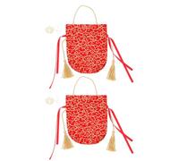 BETOOKY Candy Bags Synthetic Material Drawstring Pouches Chinese Style 2pcs Red Bright and Festive Design, Sturdy and Tear-resistant Sweet Storage for Wedding and Storage