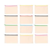 BETOOKY Canvas Pencil Pouch with Zipper Random Color 12pcs Multipurpose Makeup Pouches and Pen Bags Sturdy Assorted Colour Practical Design Suitable for Handbag Travel