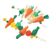 BETOOKY Carrot String 2Pcs for Small Pets, Hamster Chew and Rabbit Teething Set Corn and Grass Rope, Pet Oral Care Tool for Guinea Pigs and Bunnies, Bell Included, Suitable Random Color