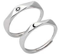 BETOOKY Couples Rings His and Hers 1 Pair Sun and Moon Pattern Promise Rings for Couples Set Copper Material Fine Craftsmanship Decorative and Fashionable Easily Match Different Outfits