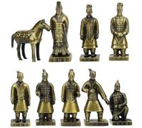 BETOOKY Creative Alloy Terracotta Warriors Statue for Indoor Desktop Decor, Golden Colour with Fine Craftsmanship and Good Stability, Unique Retro Style Tabletop Ornament for Living Room