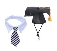 BETOOKY Creative Dog Graduation Week Hat and Pet Graduation Tie Set for Dogs Comfortable Black Cloth Trencher Cap Photo Prop