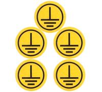 BETOOKY Electrical Grounding Warning Stickers, 1 Sheet with 5 Self-adhesive Earthing Symbol Labels for Machinery and Industrial Safety Compliance