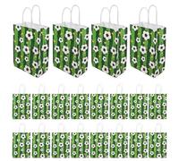 BETOOKY Gift Decorations Soccer with Bags Foldable Paper and Handles 24pcs, Use, Green Kraft Packaging Party for Shopping Birthday and Sports