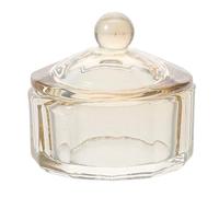 BETOOKY Glass Dappen Dish with Lid for Nail Art Process and Salon Use, Beige Unique Shape Manicure Tool Made of Sturdy Glass, Easy Cleaning Nail Brush Cup for Enthusiasts and Professionals