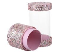 BETOOKY Glitter Makeup Brush Holder Organizer with Two Cup Storage, Elegant Pu and Acrylic Material, Dust Protection Feature, for Organizing Makeup Table the Go