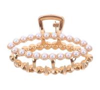 BETOOKY Golden Small Decorative Metal Hair Clips with Rhinestone Embellishments, Pearl Claw Clips for Women, for Curly and Thin Hair Styling in Casual Wear
