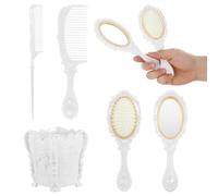 BETOOKY Hair Brush and Comb Set Scalp Massage Feature Plastic Material with Storage Holder 5pcs Increasing Circulation for Desktop and Bathroom Vanity Suitable for Women and Boys