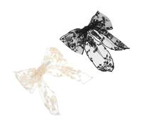 BETOOKY Hair Clips Elegant Decoration Large Lace Bow 2pcs Black and White for Women Suitable for Thick Or Thin Hair for Engagement Or Bridal Shower