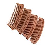 BETOOKY Hair Combs and Styling Style 4pcs Anti-static Double-sided Peach Wood Wide Teeth Portable Retro Style Engraved Combs for Scalp and Hair