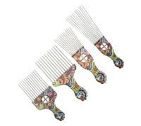 BETOOKY Hair Styling Pick Combs with Wide Teeth Vintage Pattern 4pcs and Portable Abs+steel Needle Design for Travel and-the-go Use for Curly and Long Hair