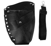 BETOOKY Hairdressing Pouch Scissors Kit Pocket Black Leather High-Capacity Design Minimalist Style for Hairdressers Outdoor Activities with Waist Belt